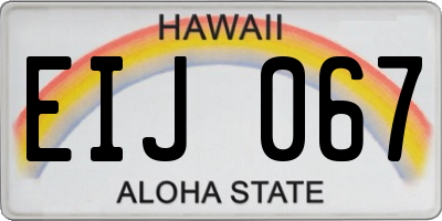 HI license plate EIJ067