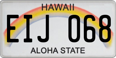 HI license plate EIJ068