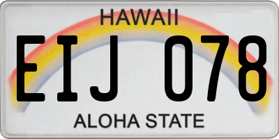 HI license plate EIJ078