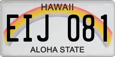 HI license plate EIJ081