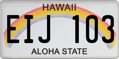 HI license plate EIJ103
