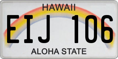 HI license plate EIJ106
