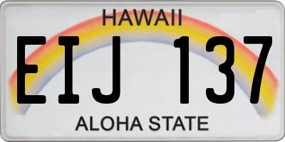 HI license plate EIJ137