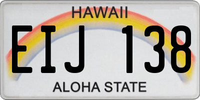 HI license plate EIJ138