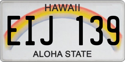 HI license plate EIJ139
