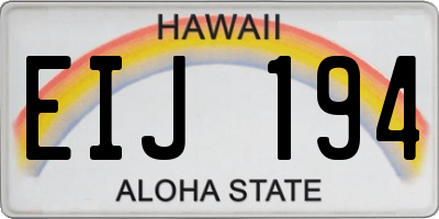 HI license plate EIJ194