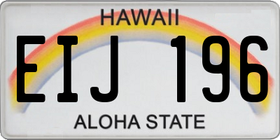 HI license plate EIJ196