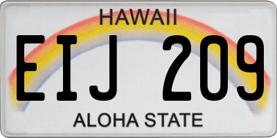 HI license plate EIJ209