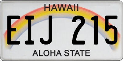 HI license plate EIJ215