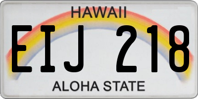HI license plate EIJ218