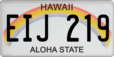 HI license plate EIJ219