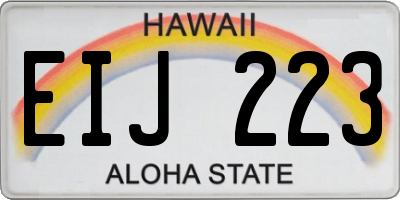 HI license plate EIJ223