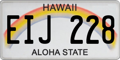HI license plate EIJ228