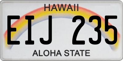 HI license plate EIJ235