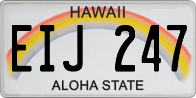 HI license plate EIJ247