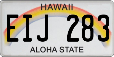HI license plate EIJ283