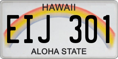 HI license plate EIJ301