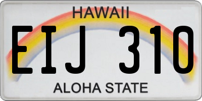 HI license plate EIJ310