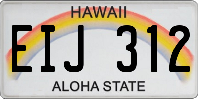 HI license plate EIJ312