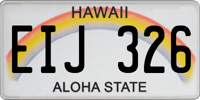 HI license plate EIJ326