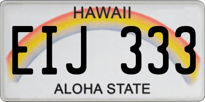 HI license plate EIJ333