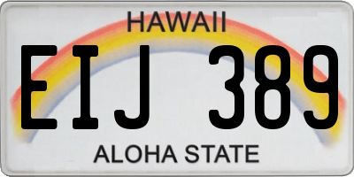 HI license plate EIJ389