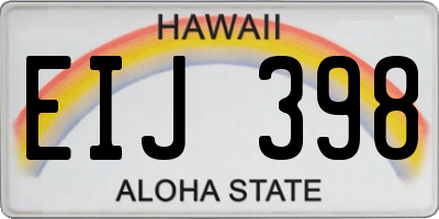 HI license plate EIJ398
