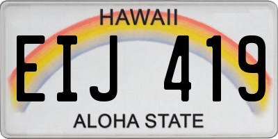 HI license plate EIJ419