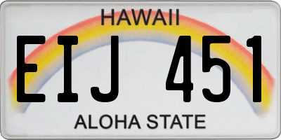 HI license plate EIJ451