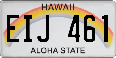 HI license plate EIJ461