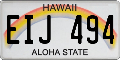 HI license plate EIJ494