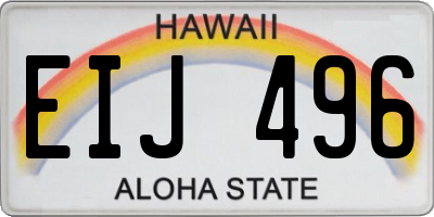 HI license plate EIJ496
