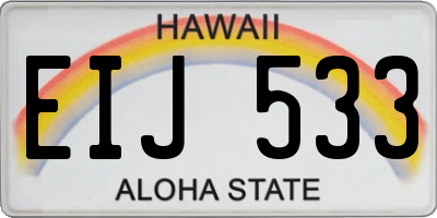 HI license plate EIJ533