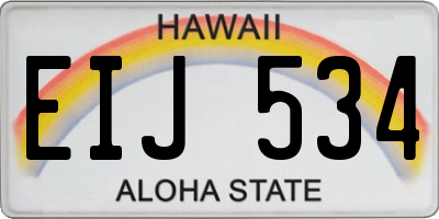 HI license plate EIJ534