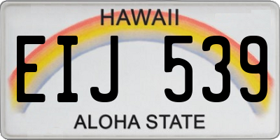HI license plate EIJ539