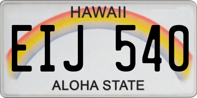 HI license plate EIJ540