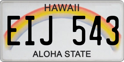 HI license plate EIJ543