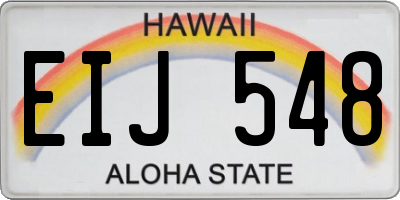 HI license plate EIJ548