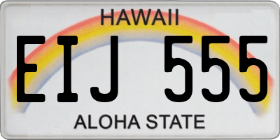 HI license plate EIJ555
