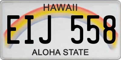 HI license plate EIJ558