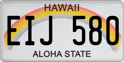 HI license plate EIJ580