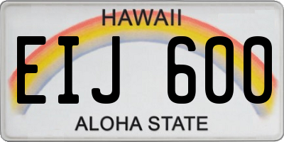 HI license plate EIJ600
