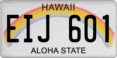 HI license plate EIJ601