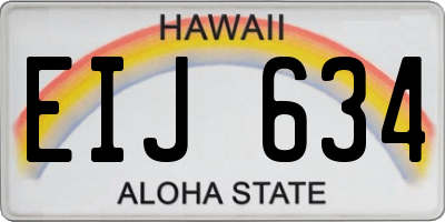 HI license plate EIJ634
