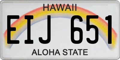 HI license plate EIJ651