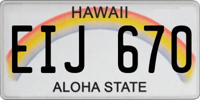 HI license plate EIJ670