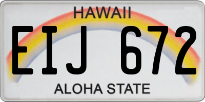 HI license plate EIJ672