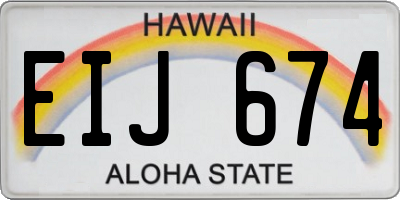 HI license plate EIJ674
