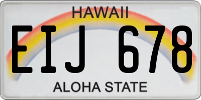 HI license plate EIJ678