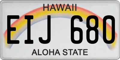HI license plate EIJ680